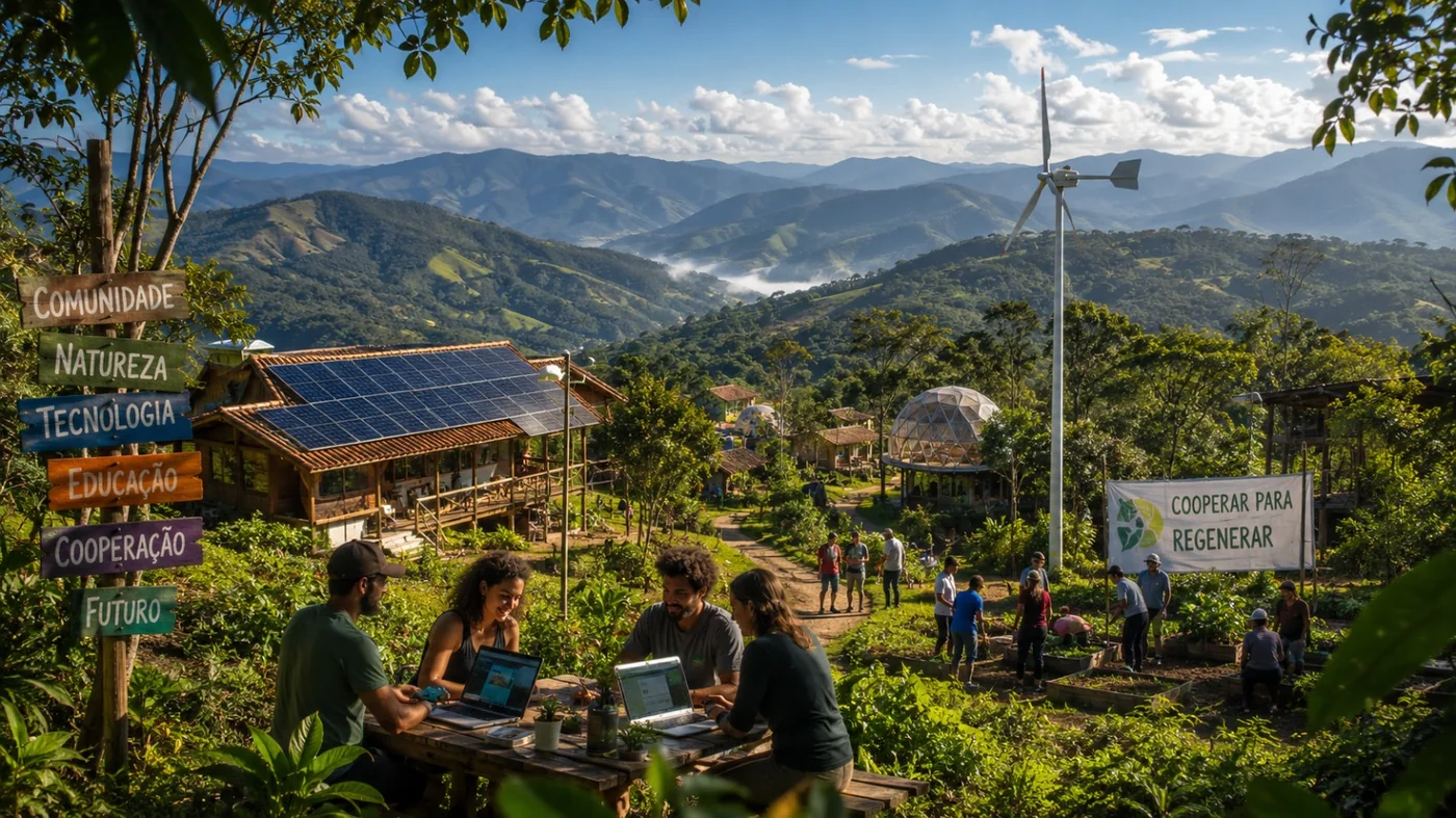 Comunidade em harmonia com a terra e os ciclos da natureza
